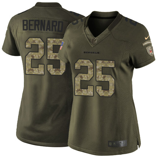 Women's Limited Giovani Bernard Nike Jersey Green - #25 Salute to Service NFL Cincinnati Bengals